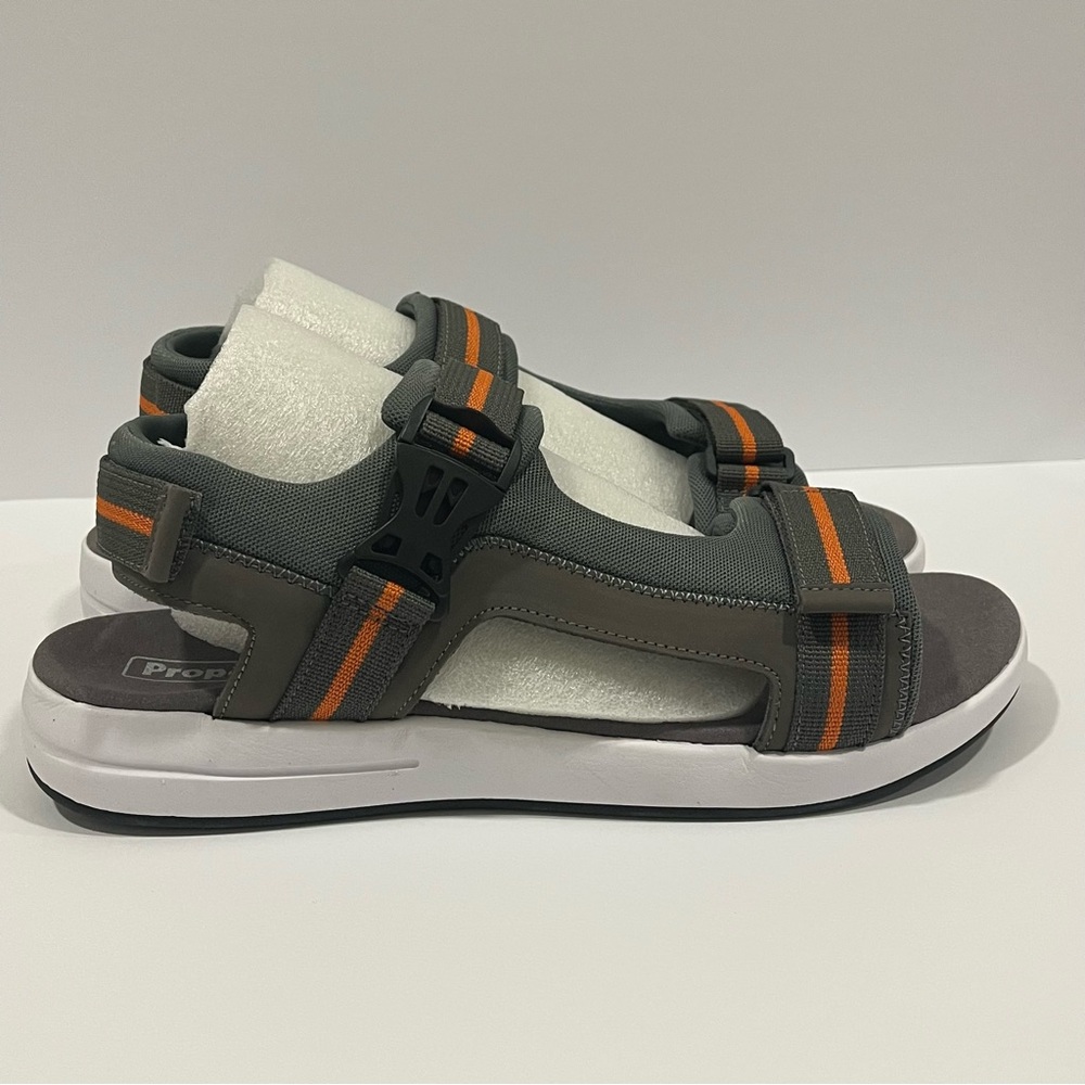 Propet Mens 13 XX 5E Grey Orange Adjustable Strap Sport Sandals BRAND NEW